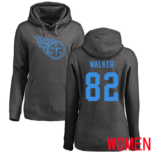 Tennessee Titans Ash Women Delanie Walker One Color NFL Football #82 Pullover Hoodie Sweatshirts->women nfl jersey->Women Jersey